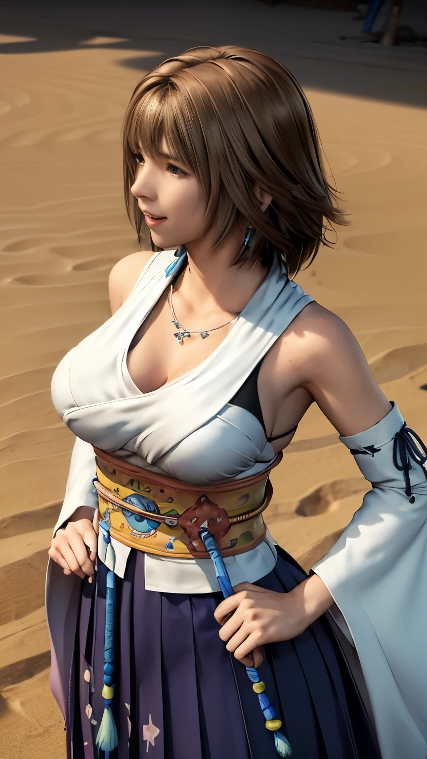 ((( Carefully depicts limbs based on perfect anatomy))), A girl with a very beautiful eight-headed hakama figure who tilts her head and smiles innocently at the edge of a tropical white sand beach,Big Breasts,Beautiful breasts, tight waist , stretch your chest,Nice Protruding Hips ,(((Low angle hip up 8K shooting with a wide-angle lens from behind))), happy smile, holding hands behind her back ,Alone, jewelry, detachable sleeves , necklace, blue beaded earrings, Low Angle Hip Up with Thin Pleated Hakama ,Yuna FFX, super high definition,8K Photo Realistic ,highly detailed,8K detailed face , The profile with flowing eyes is cute ,(Masterpiece, High Quality ), Gorgeous Goddess , bob cut, shiny skin,Charming, enchantment,dream like,((Thick bangs)),((DカップBeautiful breastsに筋肉質な太もものナイススタイル, perfect proportions with spikes)), Highlight Buttocks , Nice style with beautiful legs and pleated hakama ,Library,