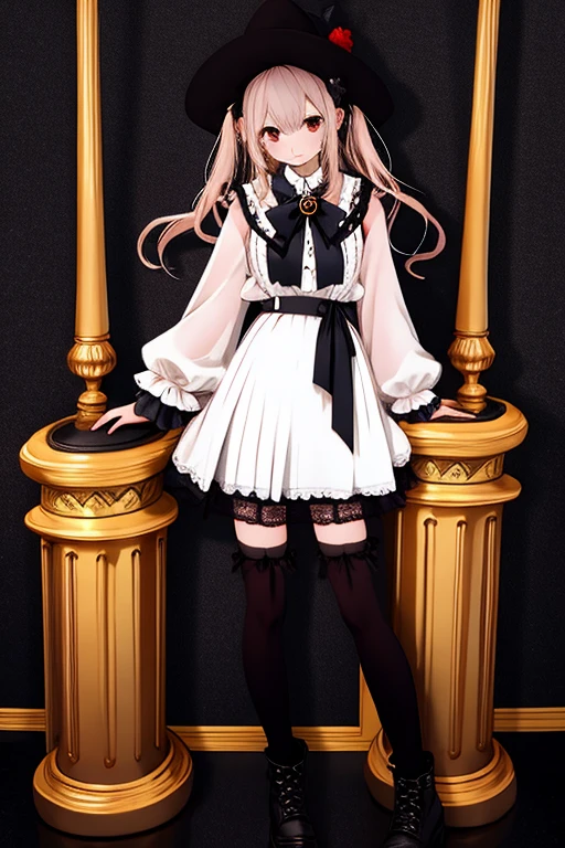 (Masterpiece, best quality, intricate details, 1sologirl) iron collar, arms behind back, iron cuffs, shackles, leather collar choker neck bell, bound ((standing by wooden pole:1.2)) ((female Black Dark skin Gyaru)) show entire body frontal position, feet in view, realistic, gorgeous 16y.o. darkest skinned mixed race female, black African, transparent black pantyhose, legs open, museum,barefoot no shoes, looking to viewer straight symmetrical, white silver long hair