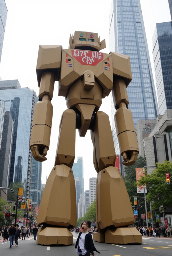  best quality 、 Details、4K、City、 giant cardboard robot、Nico Nico Mark 、