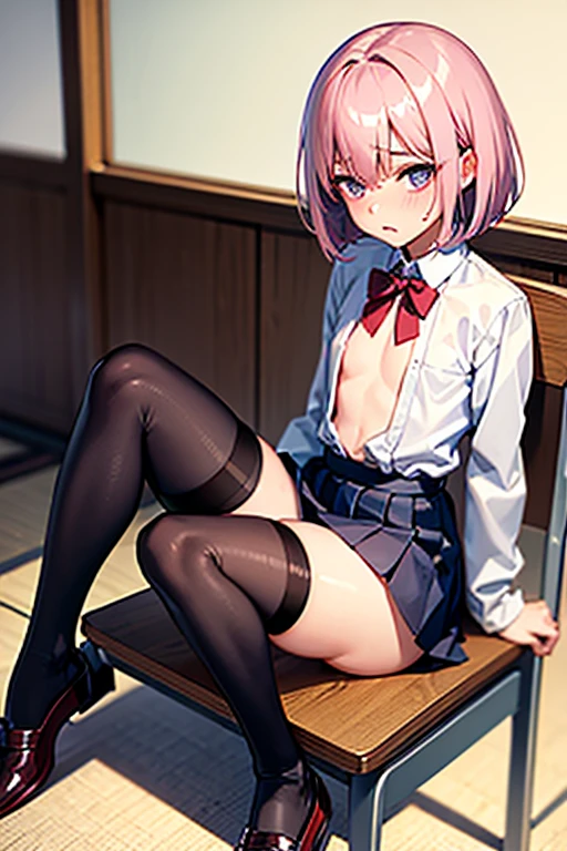 highest quality、masterpiece、two girls、cute、high school girl、mini skirt、Sit on the ground with your knees upright、Kamimei、look at me、(No panties:1.3)、((shaved pussy:1.5)), ((red bow tie, school uniform, black jacket, open jacket, Brown cardigan, white shirt, black skirt, plaid skirt、white socks))、 (No panties:1.3)、((shaved pussy:1.5))、(skirt that rolls up:1.3)、(Highly detailed labia fully exposed:1.5)