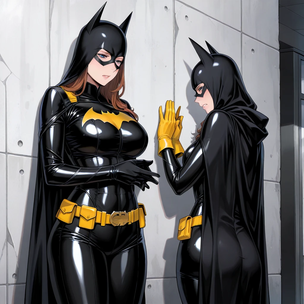 Mulher vestida de Batman, seios fartos, Chubby. Cabelos no ombro, loira, de quatro, bunda grande
