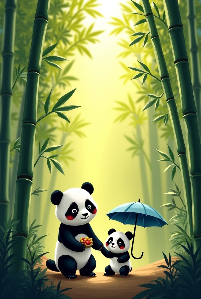 Panda and teddy is playing hide and seek and enjoying together