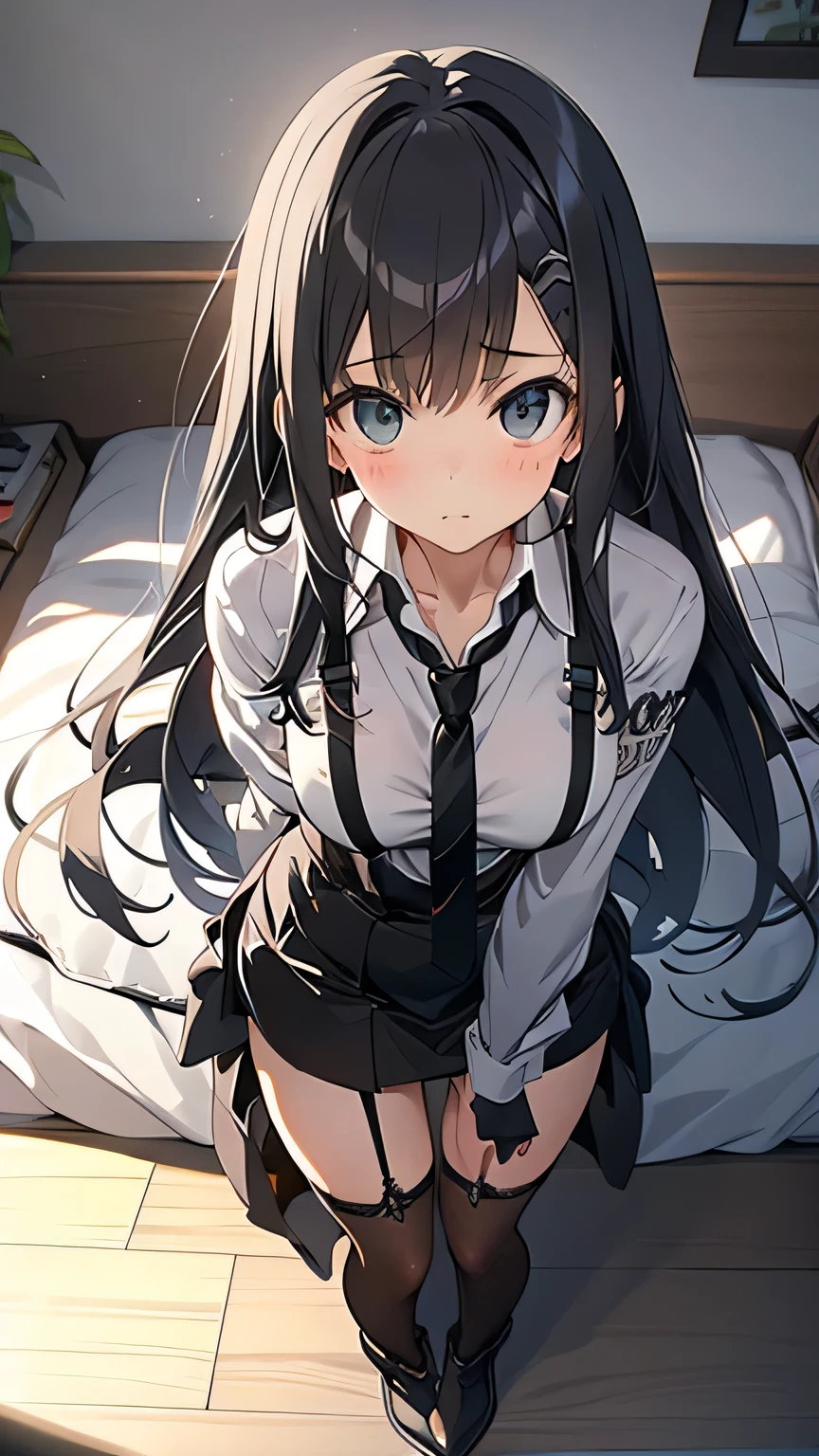 tea hair、 staring at the viewer black suspenders Inflated big breasts wall: black miniskirt crossing a glass garter sight small face Bans Beautiful Woman along the floor Legs Lying on Bed sight black boots panty shot Taunt flank Flank sweat I Weapons