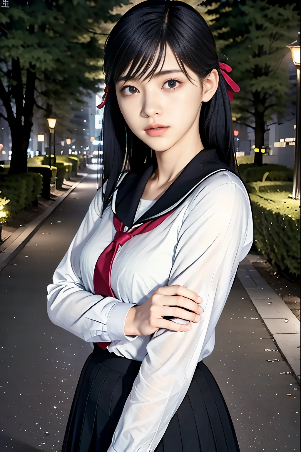 (8k, best quality , Masterpiece:1.2), ( realistic, photo- realistic:1.37), very detailed, best quality , super high definition, professional lighting , photon mapping, radiosity, physically-based rendering, cinematic lighting , Late night road, The Depth of Written Boundaries, sharp focus by G ,sunlight, good configuration,(Bokeh:1.2) 1 girl,Alone,(whole body), ( Closed Mouth), thin and beautiful eyes, temporarily stop , Thin Waist , Japanese high school girl , black hair, messy hair, long hair that flutters like ,(ulzzang-6500:1.2)
Mix 4, hello