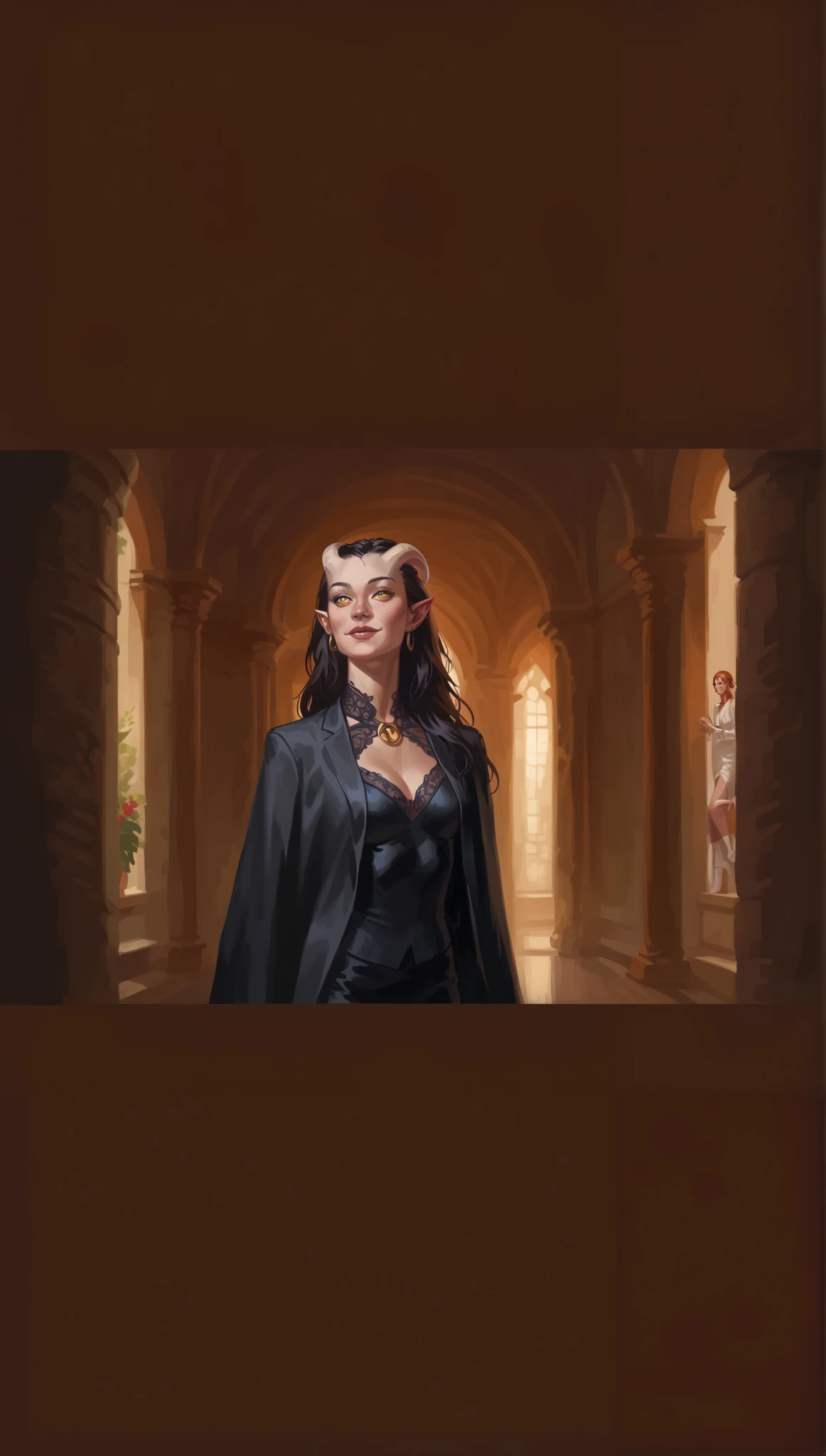 score_9, score_8_above, score_7_above, score_6_above, sw4p, 1 ,  beautiful tiefling woman , glossy eyes, Sensual,  long tiefling horns, elegant and perfect , rabo de tiefling com joias,   simple background , 8k,    masterpiece  :1.5,   extremely detailed :1.5,    perfect hands , freckles,  Half a smile on her face , 8k,  masterpiece ,  best quality,  professional illustration 