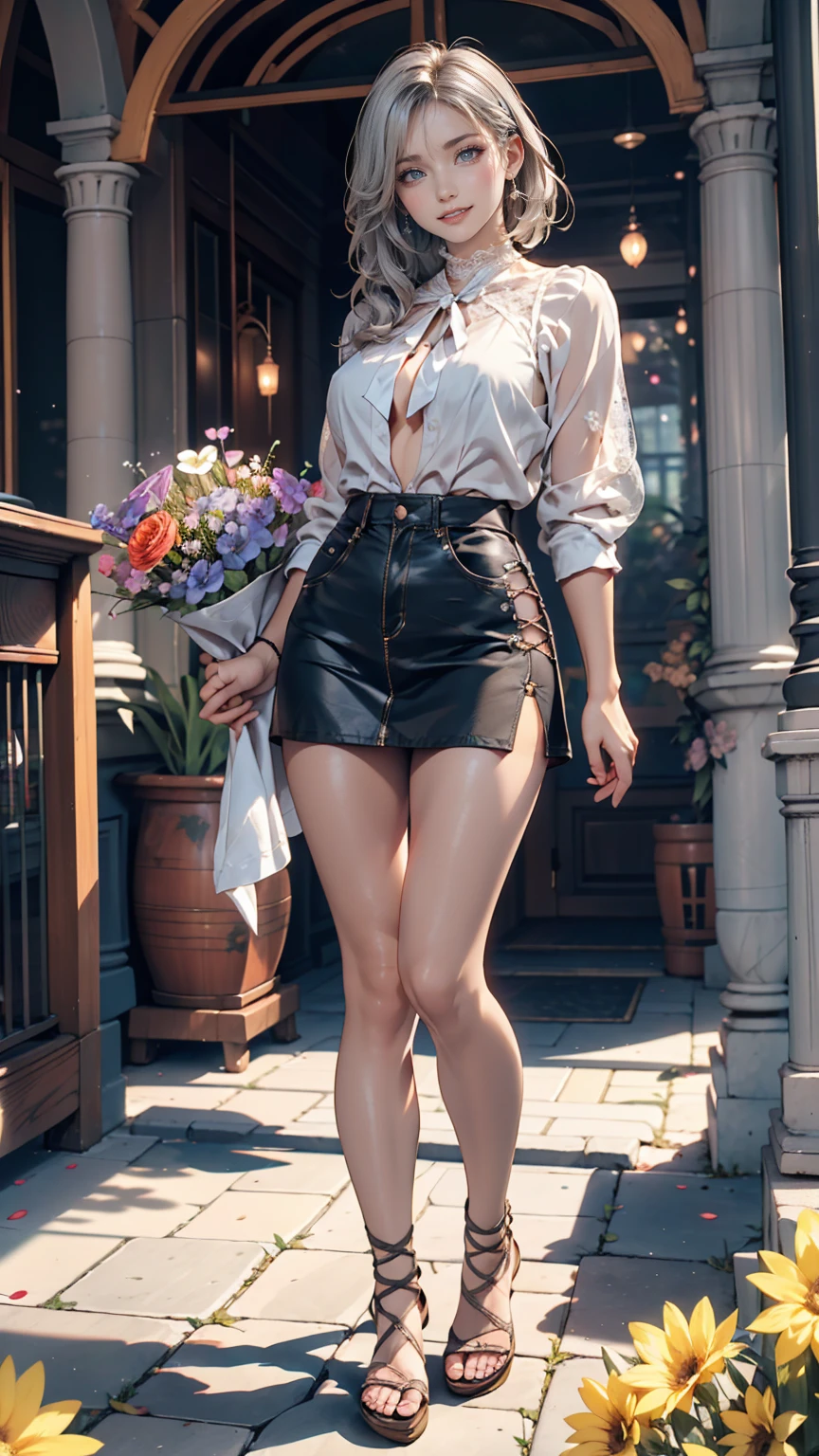 One girl,foot,a girl at building,(((building))),  Braided bangs,Braided Ponytail,(alone:1.2),apron,Thick thighs,Side tie panties, Black Hair, 16 years old,View your viewers, sunlight,Hanfu, 、Sexy proportions、erotic、adult、Narrow waist、Narrow waist、smile