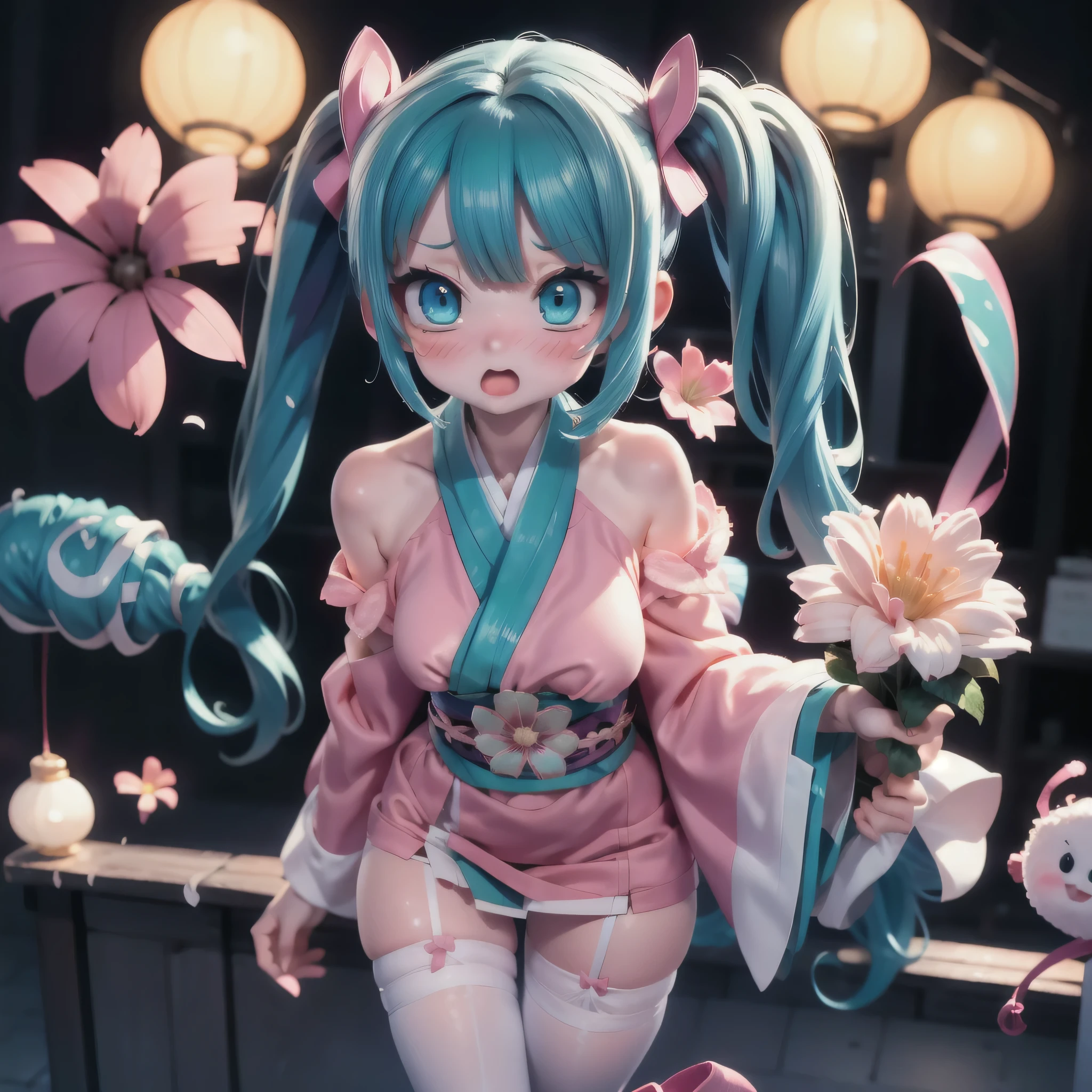 Hermosa chica Shibuya, Cintura desordenado cabello turquesa, Heterochromatic pink and purple eye color, Crop top azul marino con azul marino,Collar de marinero,Usa el tuyo con leggings rasgados azul marino, cheerfulness, Make rainbow soap bubbles in the park with cherry blossoms and sunset fountains, Hermosa chica estilo anime por todas partes, Cara limpia y detallada, Ropa interior, analogous colors, Sombra brillante, beautiful gradation, Profundidad de campo, Imagen limpia, alta calidad, High detail, a high definition, Luminous Studio graphics engine, cara linda, kawaii,Pecho grande, cintura delgada, Bonita cadera, Ayane Yamano