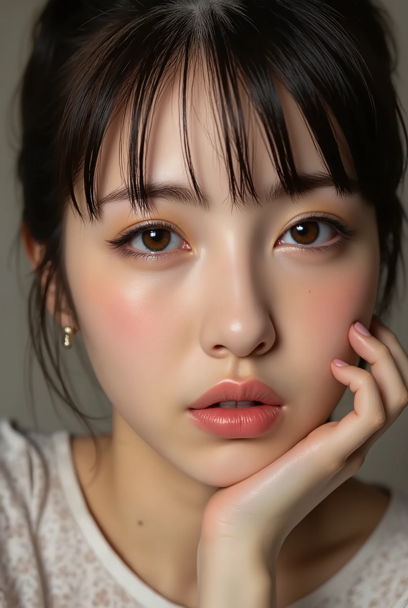 masterpiece, best quality,16k,8K,exquisite,extremely get used to it, finely get used to it, high quality, insanely get used to it, ultra get used to it, ultra high resolution, Japanese, NSFW,(Showing her nipples with a shy look,open_mouth:1.7),Cinema Lighting
