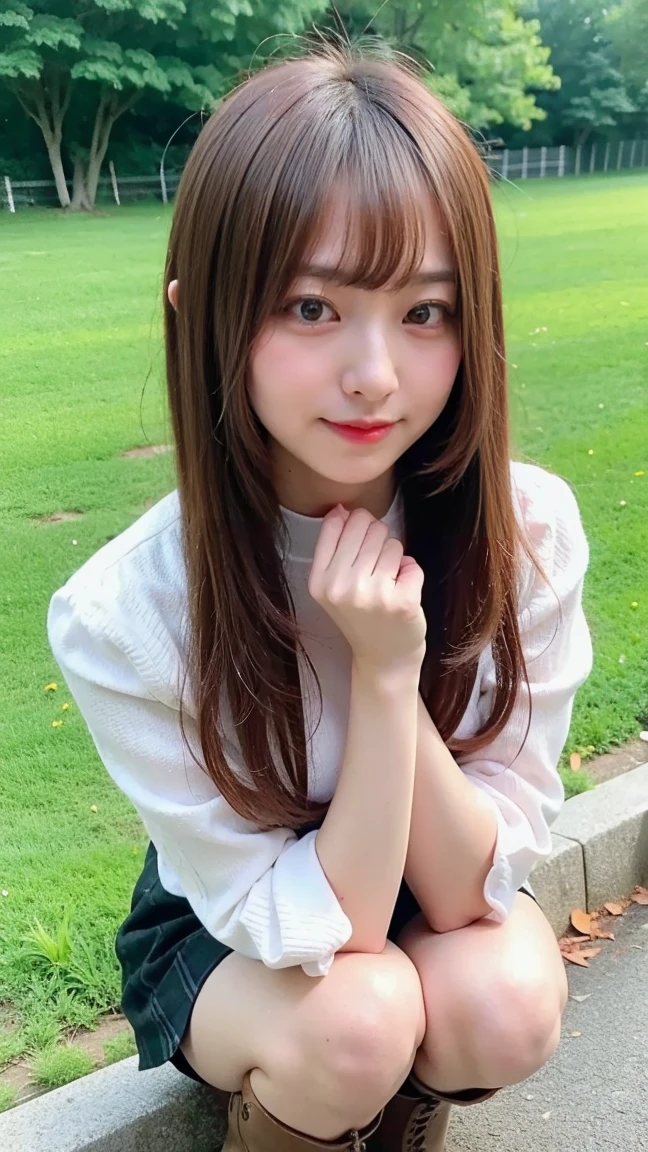masterpiece, best quality, 1girl, , chatting with friends in schoolyard, happy expression, sunny day, natural light, detailed background