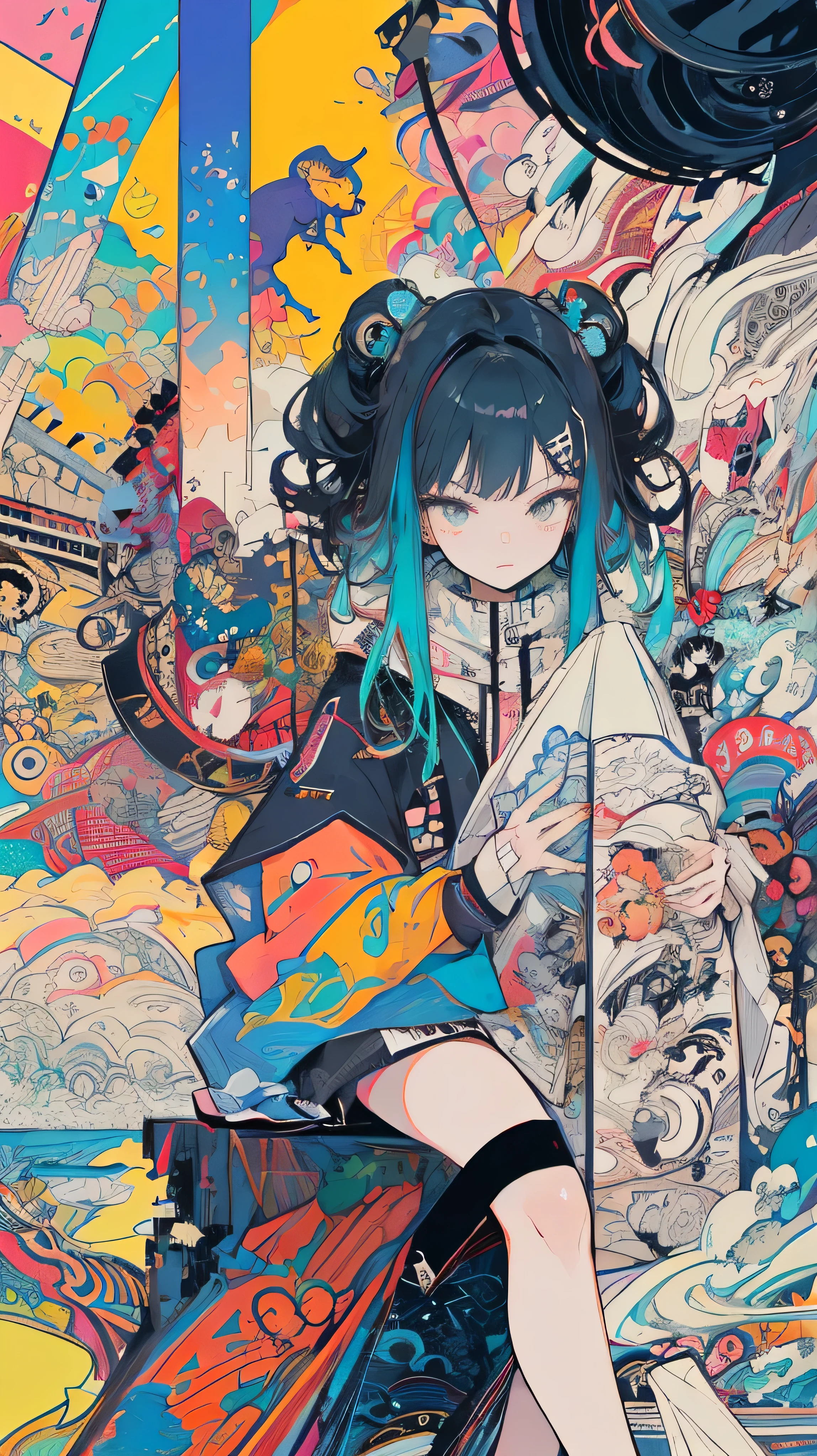 leaning back with hands out in the air,girl、high school girl、(masterpiece, highest quality, official art:1.2), (flat color:1.5),(colorful),looking at the viewer,1 girl,alone, white background, ,(2D:1.5) ,NSFW