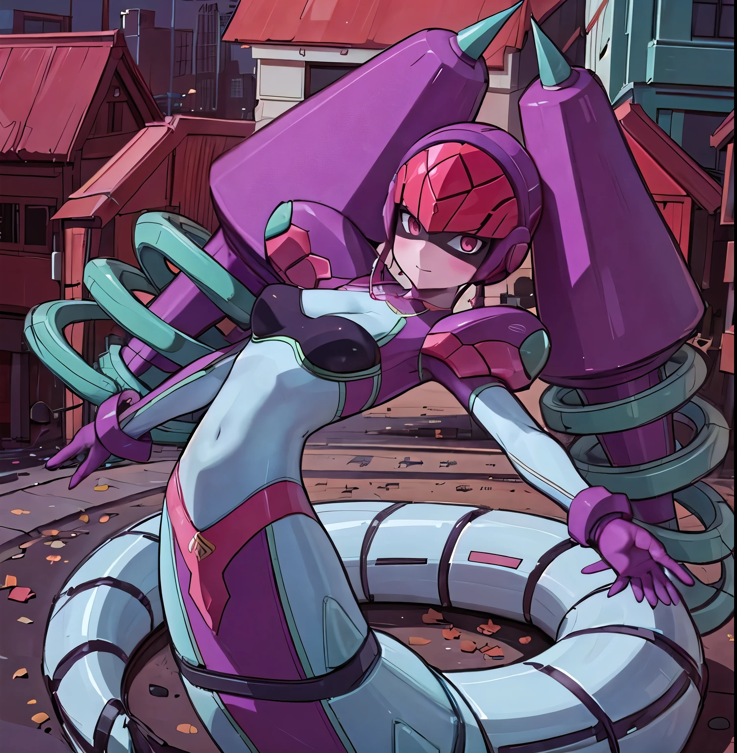 twintails,twin drills, bodysuit, helmet ,Lamia
