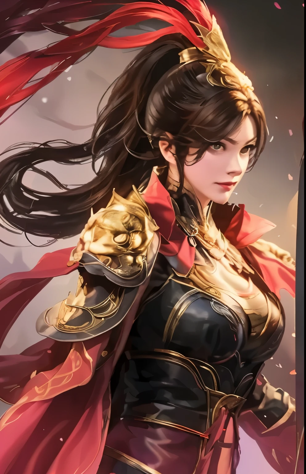  beautiful face, woman in armor