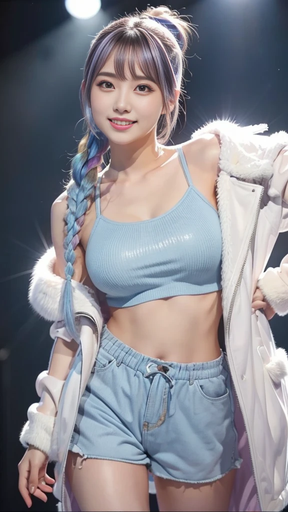 1 girl、portlate、(((Clothes peeling off、Navel is visible.)))、blue-sky、Bright and very beautiful face、年轻, shiny white shiny skin、Best Looks、Blonde hair with dazzling light reflection、Beautiful Platinum Blonde Super Long Silky Straight Hair Gloss、Long bangs、Extraordinarily beautiful 22-year-old、Big eyes that shine crystal clear light blue、Beautiful lovely beautiful girl