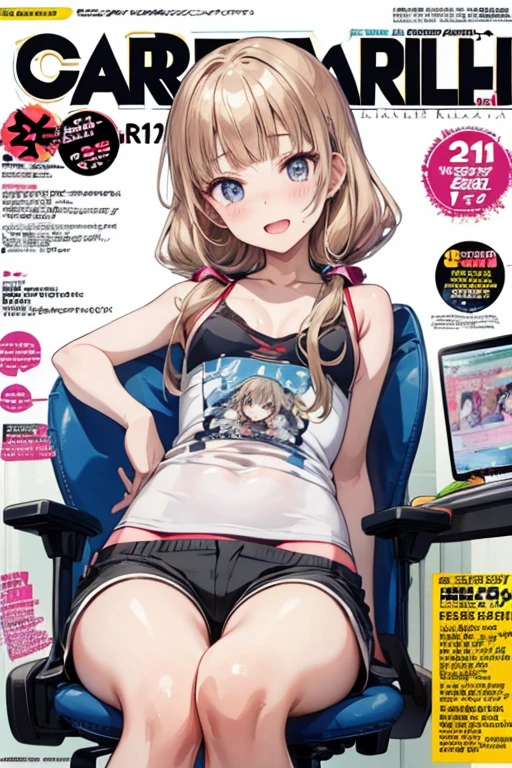 masterpeace, best quality, 1girl, 18yo girl, ((bottom)), (floral panties), vibrant colors, Volumetric Lighting, Best Shadows, Shallow Depth of Field, (Highest Quality, Amazing Details:1.25), Brilliant Colorful Paintings, ((magazine cover)), magazine title, text
