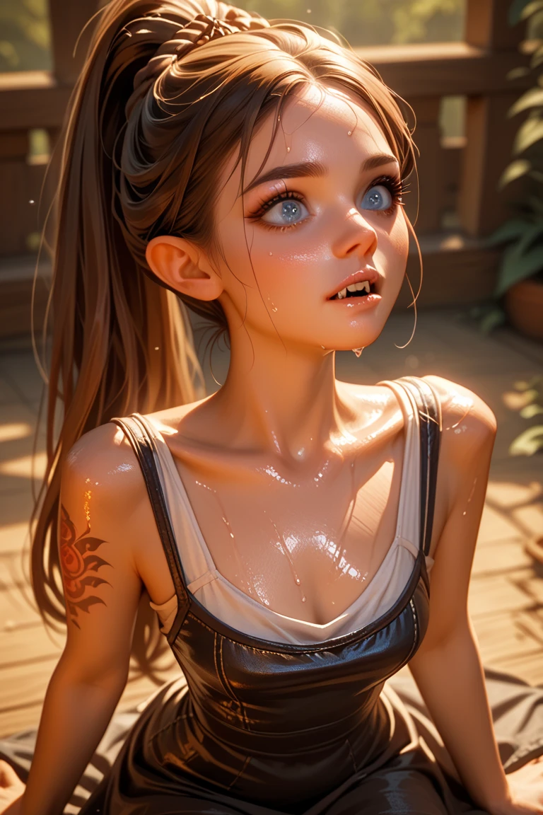 totoki airi, brown hair, brown eyes, twintails,striped shirt, thighhighs, jewelry, heart necklace, ((pretty face, skin indentation, eyes reflection, stunning eyes, rim lighting, skin shading, sub surface scattering)), (masterpiece, best quality, ray tracing, volumetric lighting, ssao shadows, detailed, intricate),((portrait)), <lora:add_detail:1> <lora:idolmaster_totoki:1>