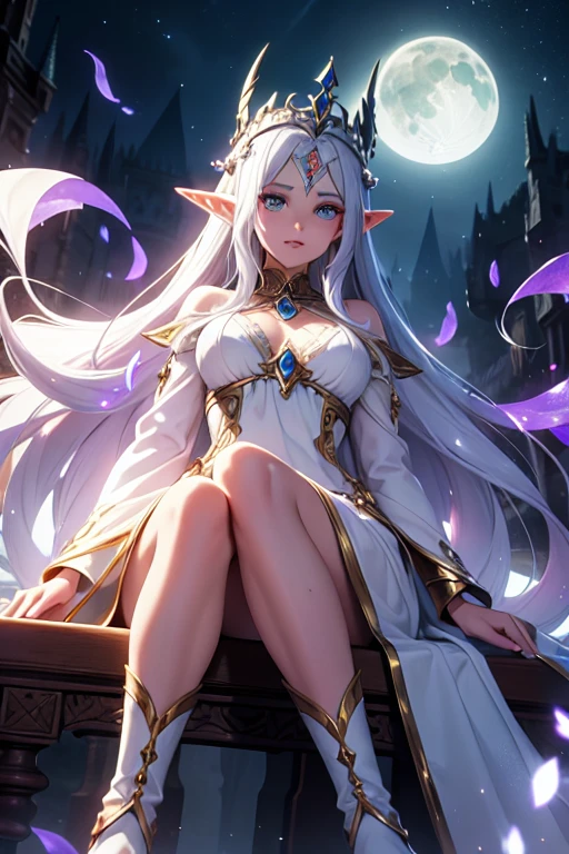 The elf is very beautiful, her body is slim and toned, His skin and hair are white with gold tones., His eyes are golden with a beautiful shine., his countenance is very attractive, her hair short but well combed, Her legs are slim and toned and her hands look very delicate both physically and mentally.. And he is tremendously happy