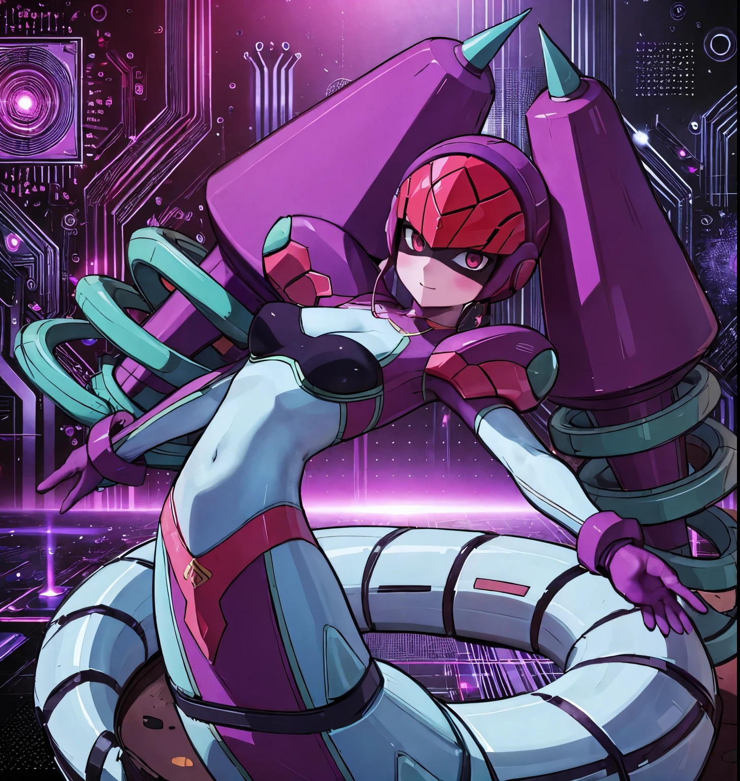 twintails,twin drills, bodysuit, helmet ,Lamia