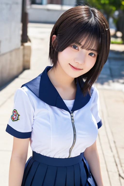 (highest quality:1.2),(perfect beautiful face:1.2),(perfect and beautiful posture:1.2),(sailor_jupiter:1.2), On the beach in midsummer, smile, (thick muscles:1.2),big breasts,clear eyes,close up of chest