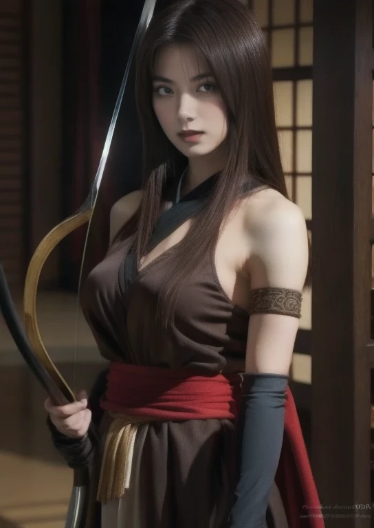 Sengoku period、(((Battlefield 1:3)))、((night、Firelight 1:8))、Anime Stick、Swinging the Sword、((Covered in scars))、desperate look、(((Dirty with sweat and dirt、1:5)))、((((fight))))、((arms))、Big Breasts、japanese battlefield