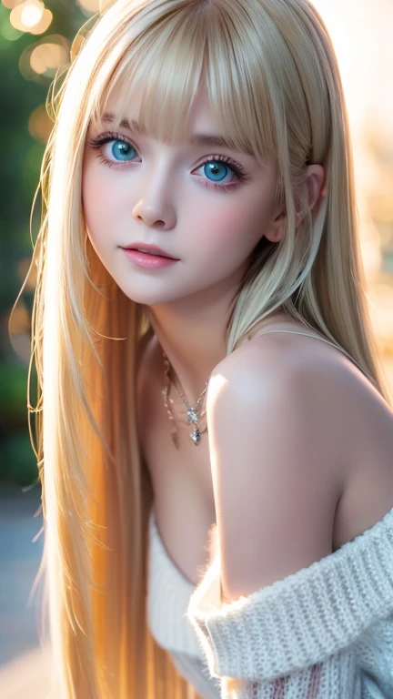 8k,Highest quality,The real picture,Intricate details,超A high resolution,Depth Field,Masseter muscle area,Natural soft light,Professional Lighting,One 15-year-old girl,(cute:1.2),(Gothic Fashion),Bright expression,Young shiny glossy white glossy skin,The ultimate beauty,The ultimate beautiful blonde girl,The most beautiful platinum blonde hair in the world,Shiny light blonde hair,Long silky blonde hair,Shiny beautiful bangs,Sparkling, clear, attractive, very bright cream white ice blue eyes,Very beautiful, lovely, cute1, beautiful blonde girl with a baby face、Blond hair blowing in the wind、Off the shoulder