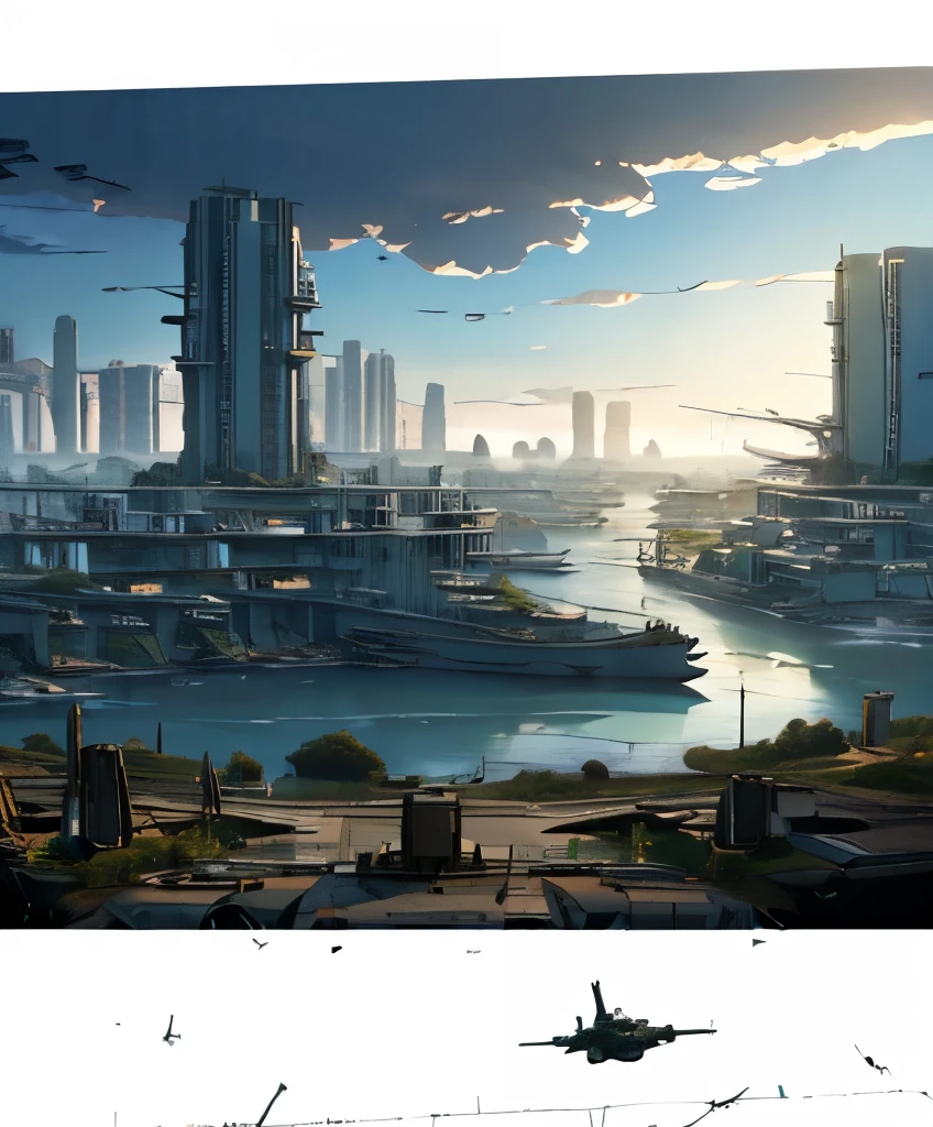 (( Soratrobo's Worldview )),(Naked women when piled up),sea of clouds, Graveyard of Air Battleships ,Twilight, Iron Rust Is Decaying,(Floating in the air),(Lots of weapon wreckage),Slam Style , low angle