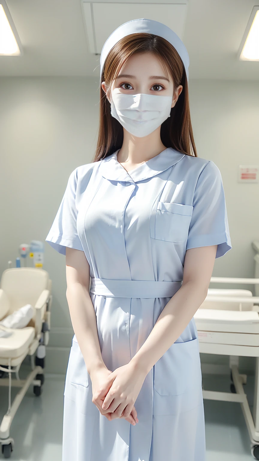 modern operating room, overhead surgical light, looking downward, multiple girls, surgery_pov, view from below, pov, beautiful slim Korean woman, wearing (long sleeve surgical outfit, surgical mask, surgical gloves, surgical cap), solid circle eyes, ccurate, sparkling eyes, (((fingersmile))), high detail, photo-realistic:1.37, 8k, super detail, best quality, masterpiece, anatomically correct, super detail, textured skin, extremely detailed face and eyes, detailed facial features, ((perfect face))