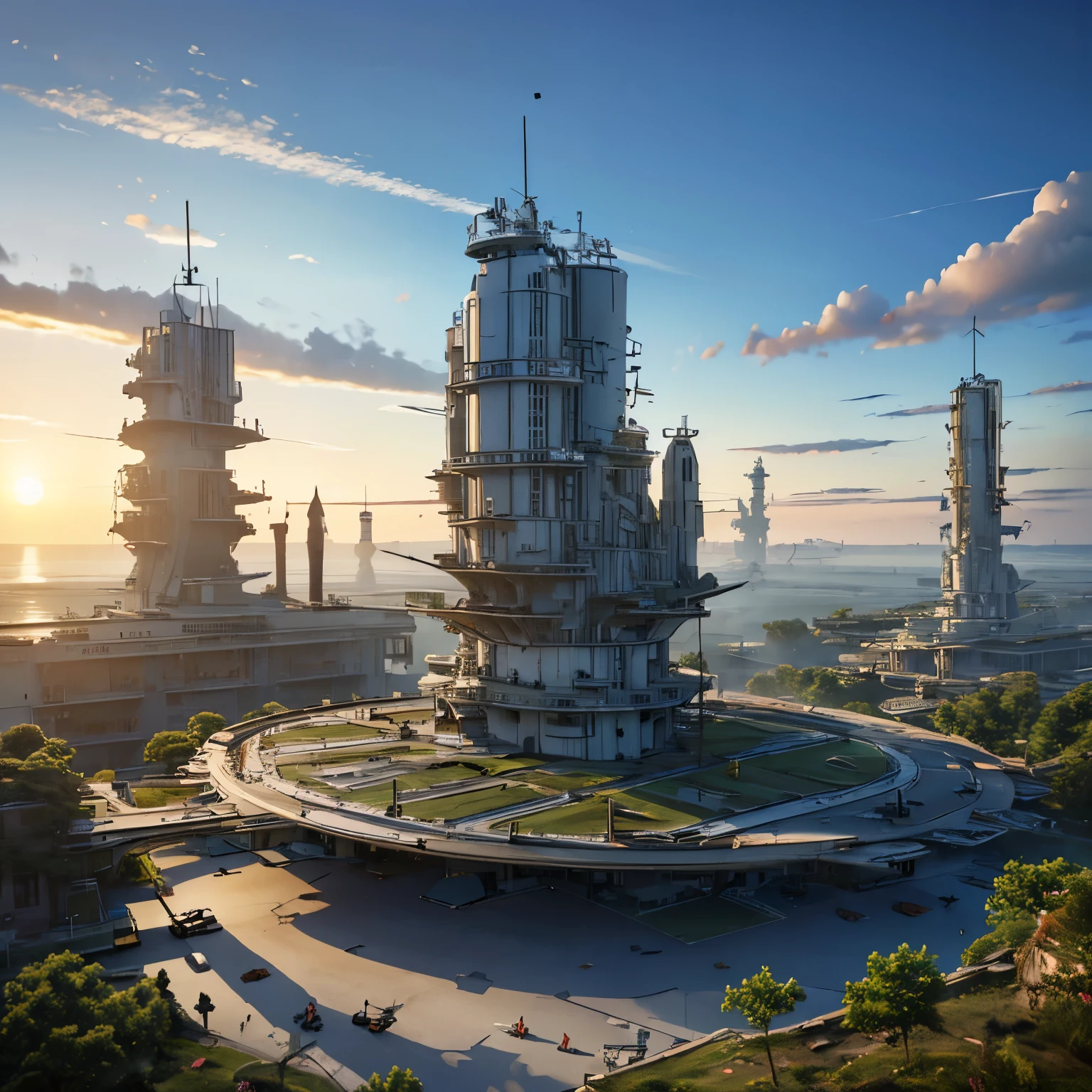 (( Soratrobo's Worldview )),(Naked women when piled up),sea of clouds, Graveyard of Air Battleships ,Twilight, Iron Rust Is Decaying,(Floating in the air),(Lots of weapon wreckage),Slam Style , low angle