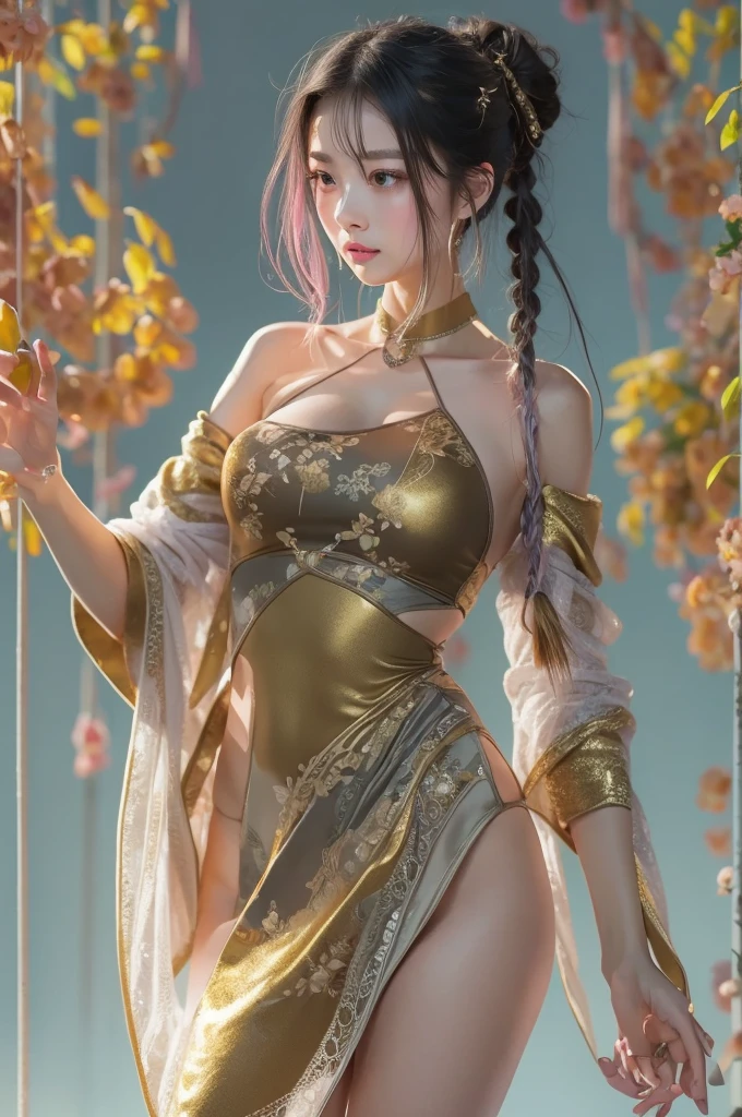 ((best qualtiy)), ((tmasterpiece)), (the detail:1.4), 3D,Girl and a Chinese dragon,hdr(HighDynamicRange),Ray traching,Hyper-Resolution,Subsurface scattering、PBR Texture、maximum definition and sharpness、Chinese dragons hovered around(Complete Chinese dragon),China-style,Many-Layer Textures、Albedo e mapas Speculares、Surface coloring、perfectly proportions、rendering by octane、Two-colored light、White balance、the rule of thirds、8K、Exposed genitals,Exposed breasts,Leg to knee,Clothes open,and the panties are exposed,The bra is exposed,leg wide open