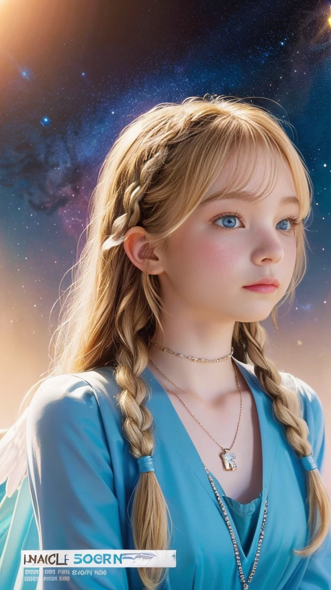 (Charming cottages, flower-laden paths, and an air of enchantment straight out of a storybook:1.3), (A visually stunning, intricately designed robotic little girl:1.4), (her form a harmonious blend of advanced mechanics and artistry, featuring a polished metallic finish with elegant, fluid lines), (captivating, lifelike features gently illuminated by internal light sources, creating a mesmerizing, ethereal appearance) (with extremely long flowing Ginger Beer Amber hair, wires showing, wearing Pastel overalls with star patterns and a moon phase tee):1.2), UHD, 4k, anime, highly detailed face