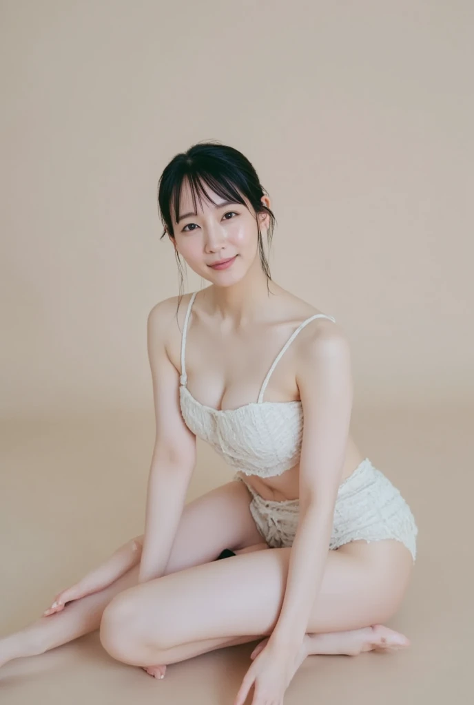 Glasses, bikini, (NSFW), (BIG BOOBS), nipples, Ultra high quality, slim, (no panties), beautiful, legs open, sitting