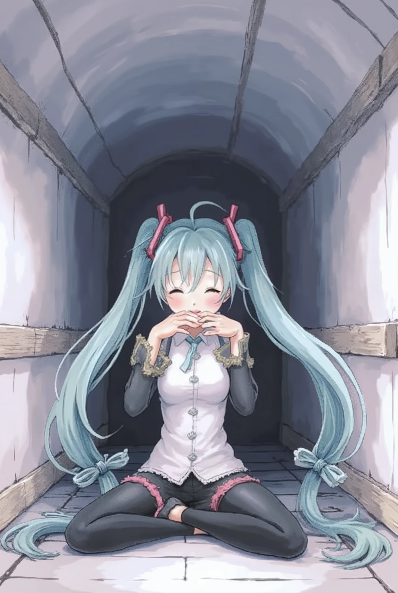 ((masterpiece, best quality)), high resolution,ultra detailed,8k,16k,detailed background, perfect lighting,detailed beautiful eyes, 1girl,solo,embarrassed,blush,show off nipple,steam,sweat,in heat,saliva,drivel,(evil smile:1.2),look at viewer,(open mouth,oral,spread mouth:1.3),ahegao,face focus,(from above:1.2), (pov:1.4),(front view:1.2),provocative eyes,fisheye lens,be breathless,stick tongue out,slender,fair skin,small breast,hair ornament, green hair, twintails, long hair,(maid,snow,winter)