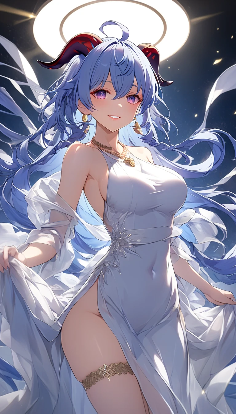 beautiful princess, white messy wavy hair, attractive and seductive expression, great Proportions, blue eyes, milky way, galaxy, 2.5D, delicate and dynamic, fusion of watercolors and oil paintings, fusion of paper cutting and shadow puppetry, magic of vivid color shades and contrasts, gradation, wet in wet, water splash, foggy filter effect, Japanese paper quality, abstract part