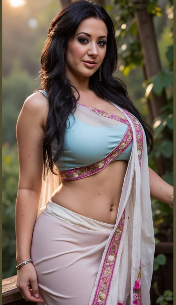 Saira Banu 26 years old beautiful different face cute sexy Indian girl, big m-cup breast, curvy figure, Mochi Banarasi Embroidery colorful t-shirt, different colorful Mochi Banarasi Embroidery Saree, different hairstyle, bright eyes, thin eyebrows, fair skin, blushing cheeks, head to thigh view, smiling face, ultra realistic skin texture, Kamasutra expression, Straight front view standing beautiful different Nubra Valley, Ladakh background, ultra realistic, head to thigh view, black hair, Provocative eye Contact, glossy lipstick, attractive eye contract face,
