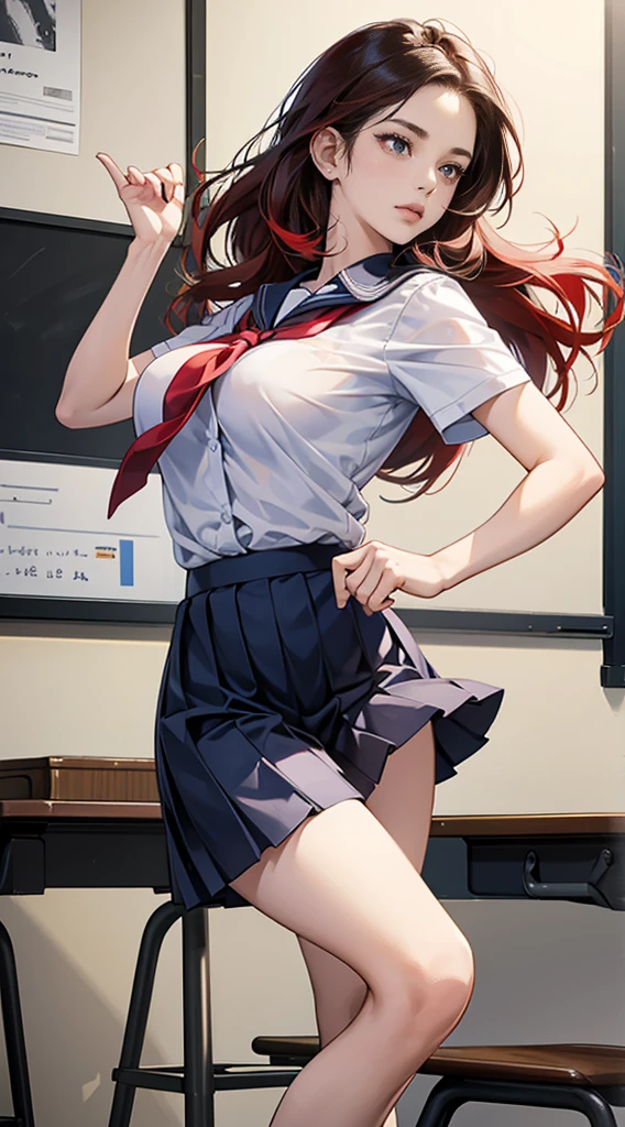 masutepiece、Best Quality、hight resolution、tre anatomically correct、(((School Uniforms)))、pleatedskirt、Short miniskirt、(Vibrant colors:1.2)、(masterpiece:2.0)、onepiece、Uta、left red hair、right gray hair、(((Not wearing pants)))、divine spirit、Flushed cheeks、Shy face、Beautiful girl in every detail、Body shining with sweat、Wet、Seductive thighs、sexy pose、(round breasts:1.5)、Perfect style、Slimed、Hard nipples、School rooftop、Hair fluttering in the wind、I hold down my skirt as it flips in the wind