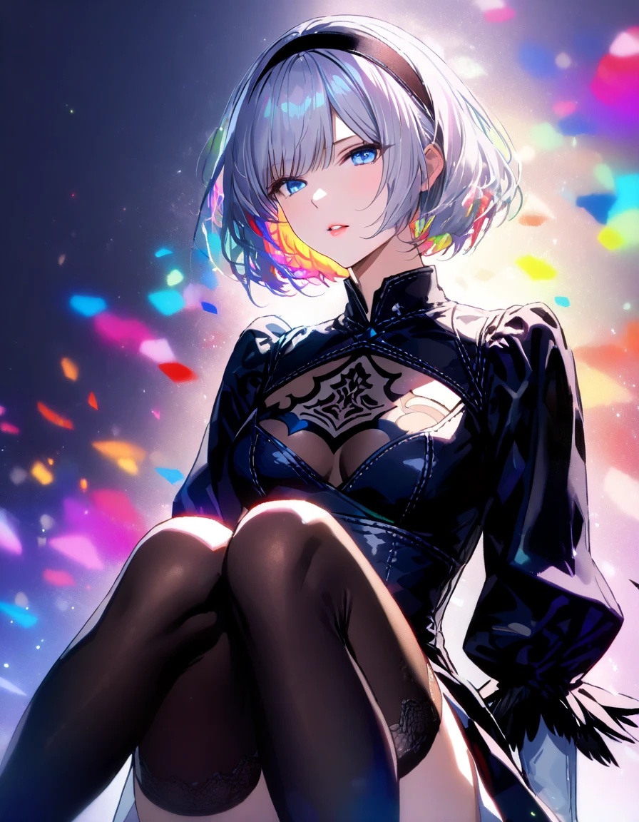 short hair, bangs, curtained hair, crossed bangs, Long Hair, Messy Hair, ponytail, bangs, curtained hair, crossed bangs, Messy Hair, ponytail, Big Hair, ((３７old woman)), Hair Ears, Tying up hair, Hair flap, widow peak, headgear, Hair Ribbon, Hairpin, Hair Pod, 白いHair Ribbon, Mole under the eye, Raise your eyebrows, eyeball, Wicked Smile, crazy, shy, Frowning, Juru, dark (Performance), Captivating smile, Anime Big Tits, Minimalism, Anime Style, Anime Big Tits, Minimalism, Anime Style, viewing angle, From above, Hyper HD, retina, masterpiece, Accurate, Textured skin, Super detailed, high quality, Attention to detail, Awards, (最high quality), High resolution, 16K, Hyper HD, retina, masterpiece, Accurate, Textured skin, Super detailed, (high quality), Attention to detail, Awards, 最high quality), (High resolution, 16K(((White skin))