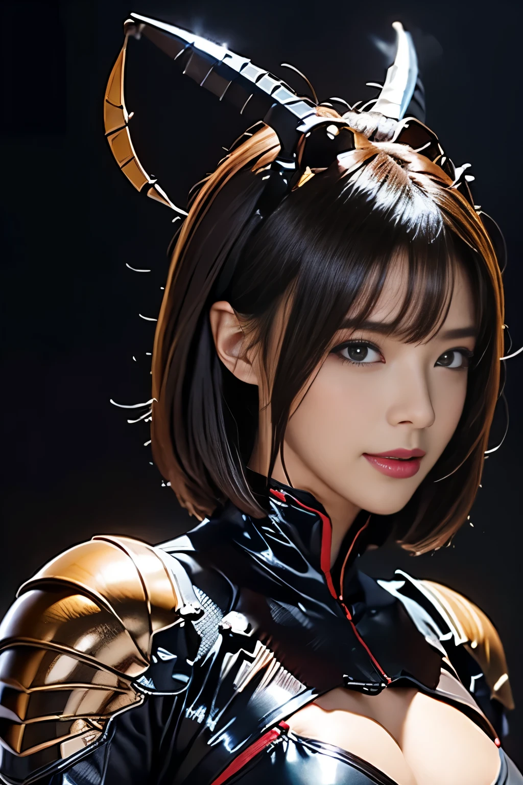 (High resolution,masutepiece,Best Quality,extremely details CG, Anime, Official art:1.4), Realistic, Photo, amazing fine details, all intricate, gloss and shiny,awesome many layers, 8k wallpaper, 。.3D, sketch, kawaii, Illustration,( Solo:1.4), perfect female proportion,villainess, (Fusion of dark brown cockroach and lady:1.4), (Brown cockroach form ready:1.2), (Brown cockroach woman:1.2), (Fusion:1.2), (Solo:1.4), (Evil smile:1.2), muscular, Abs, (cockroach brown exoskeleton bio insect Suit:1.4), (Cockroach brown exoskeleton bioinsect armor:1.2), (Brown transparent cockroach wings:1.4), (Brown cockroach antenna:1.3),mecha musume,Sexy_race_queen,nun,high leg latex leotard,Chun-li,ninjartist_Suit,1girl in