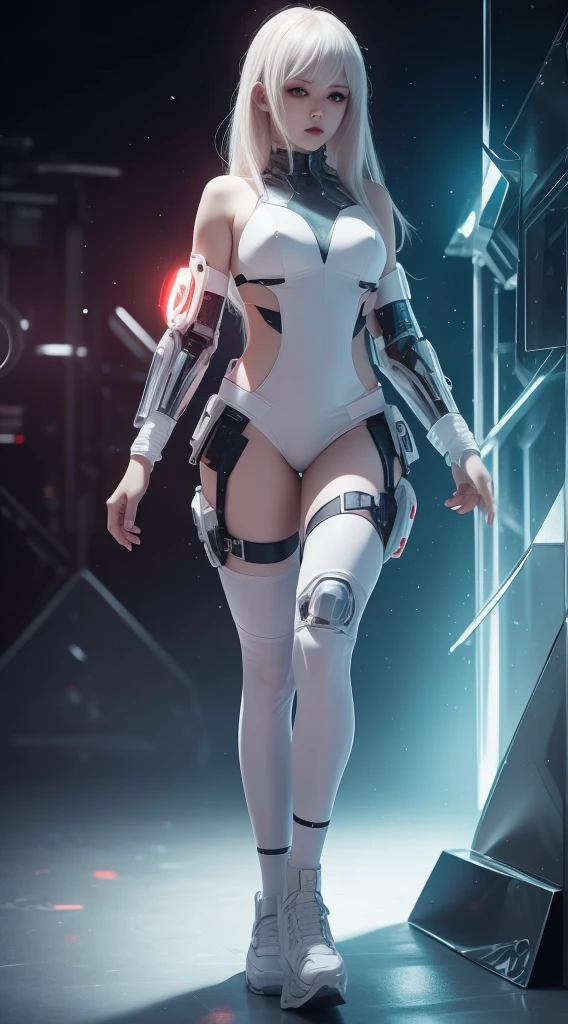 a woman in a white dress, perfect android girl, beutiful white girl cyborg, in white futuristic armor, cute cyborg girl, beutiful girl cyborg, cyberpunk 2 0 y. o model girl, beautiful android woman, portrait beautiful sci - fi girl, female cyberpunk anime girl, sci-fi female, cyberpunk beautiful girl, cyborg girl, symmetrical face shape, (slim and body), Extremely long brown hair, seductive brown eyes, perfect figure, Plump lips, seductive smile, firm breasts, Beautiful buttocks, voluptuous hips, well-proportioned legs, walking pose , background is futuristic city (random night-day), depth of field, first-person view, pov, close-up, from below, from behind, atmospheric perspective, masterpiece, textured skin, anatomically correct, super detail, high quality, best quality, 4K, 8k, masterpiece, anatomically correct, super detail, high quality, best quality, 4K, 8k