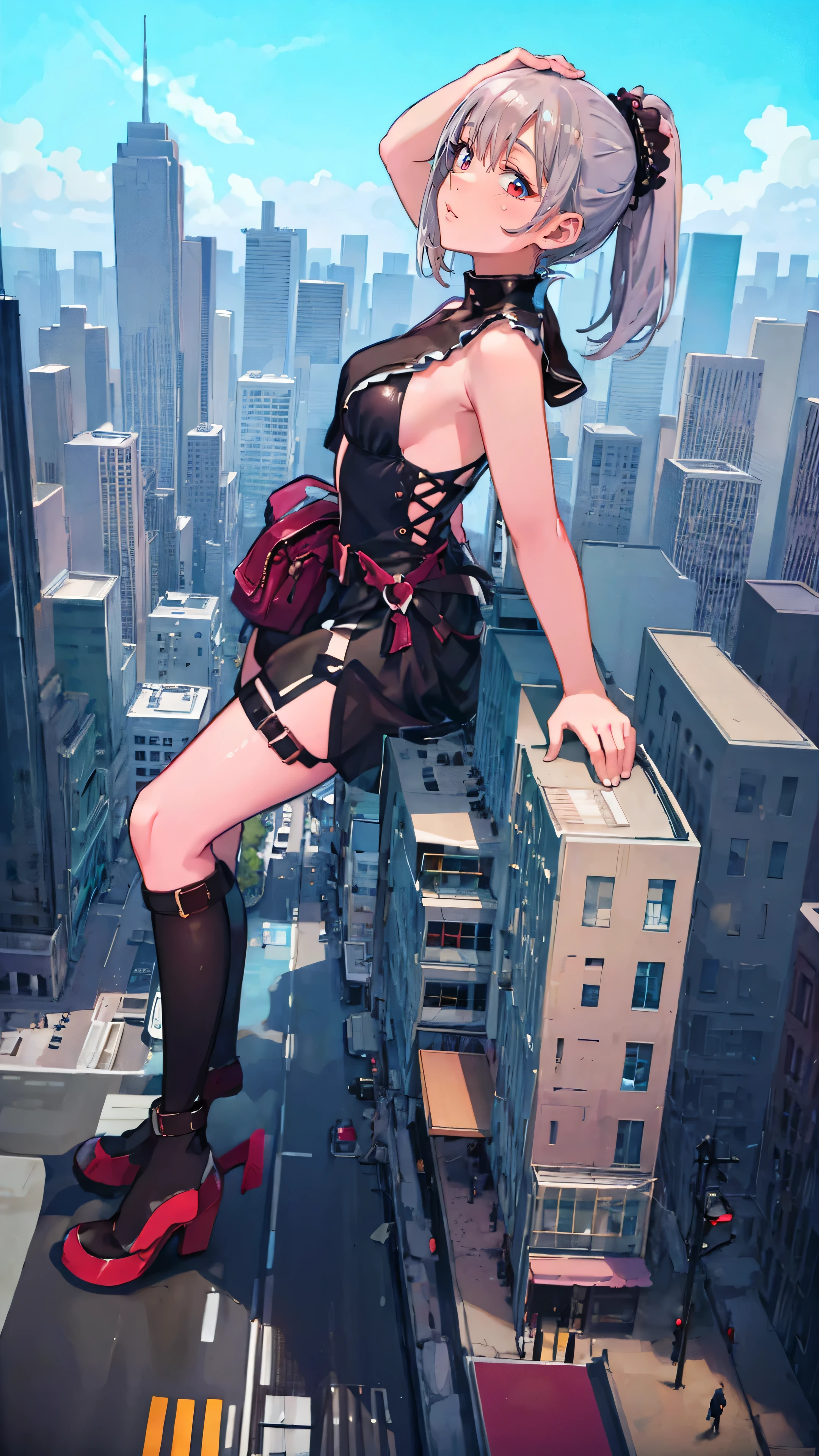 Concept Art, Beautiful anime scene, Beautiful anime scenery, Top rated on pixiv, Highest quality, 4K, (realistic photo:1.5), (ultra-realistic:1.0), (ultra quality:1.3), super High resolution, (Ultra Detailed:1.3), (fine illustration:1.0), sharp focus,
1Girl, solo, Silver Hair, Red eyes, Bobcut, Braiding, (Look forward), (surprised:1.3), (blush:1.3), smile, outdoor, (from side:1.2), (full body shot:1.2),  (Mecha musume:0.0),  [20250112_071248:999]