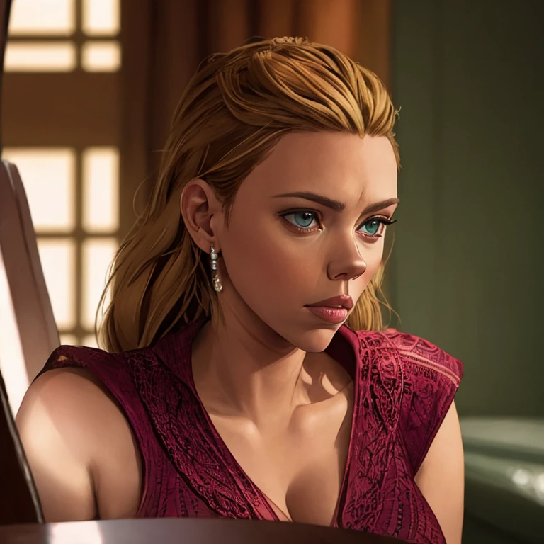 Une femme MILF chatin latine de 20 ans avec (((huge fake tits))) photographed from the side, Elle se détend dans la cuisine sans s'en rendre compte, (Elle ne regarde pas la caméra), Brown eyes, (long blonde hair), realistic and Detailed face, lovely woman, Detailed face, head of'artwork, style trentenaire, Magnificent 8k ultra detailed and realistic model, hourglass body, Elle porte un short en jean micro et un tout petit, T-shirt ample.., sexly, Photorealistic.