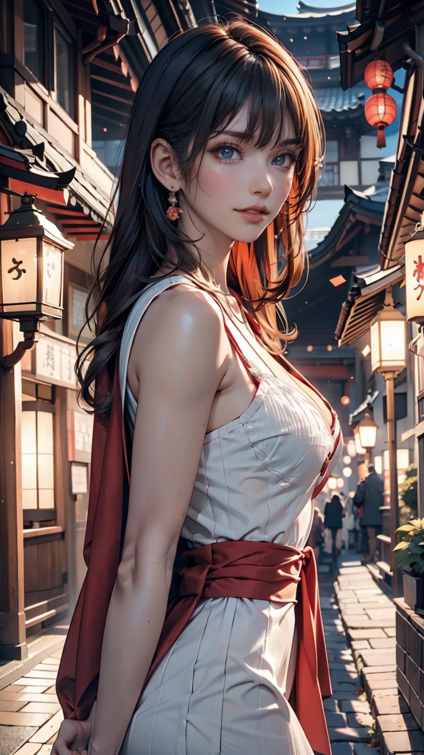 a girl with the following features: pure heart, gentle smile, colorful hair, slender body, lovely voice, attractive clothes, shining eyes, beautiful skin, in the style of Japanese animation