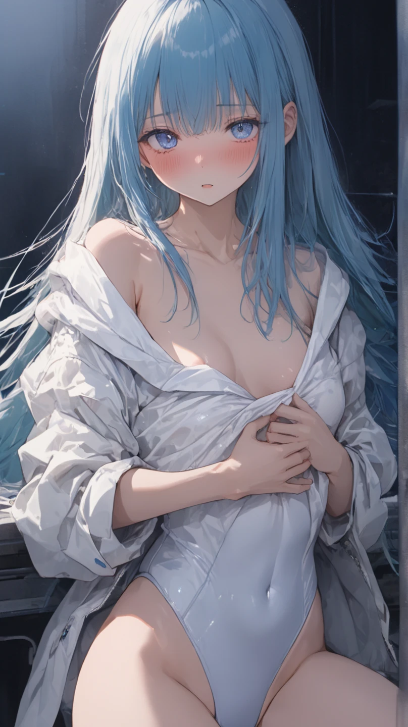 Two-dimensional anime wallpaper, a woman, 25 years old, large body,Long pale light green hair,bangs, highlights, (hair highlights effect), (eyebrow), (nose), (ear), (mouth), ( lips),Cherry blossom hair accessories,girl, naked, naked body, (uncensored), (no clothes), (no clothes), big chest, waist, thick legs, thick thighs,The hair is a little messy,With a dull expression,a warm color palette