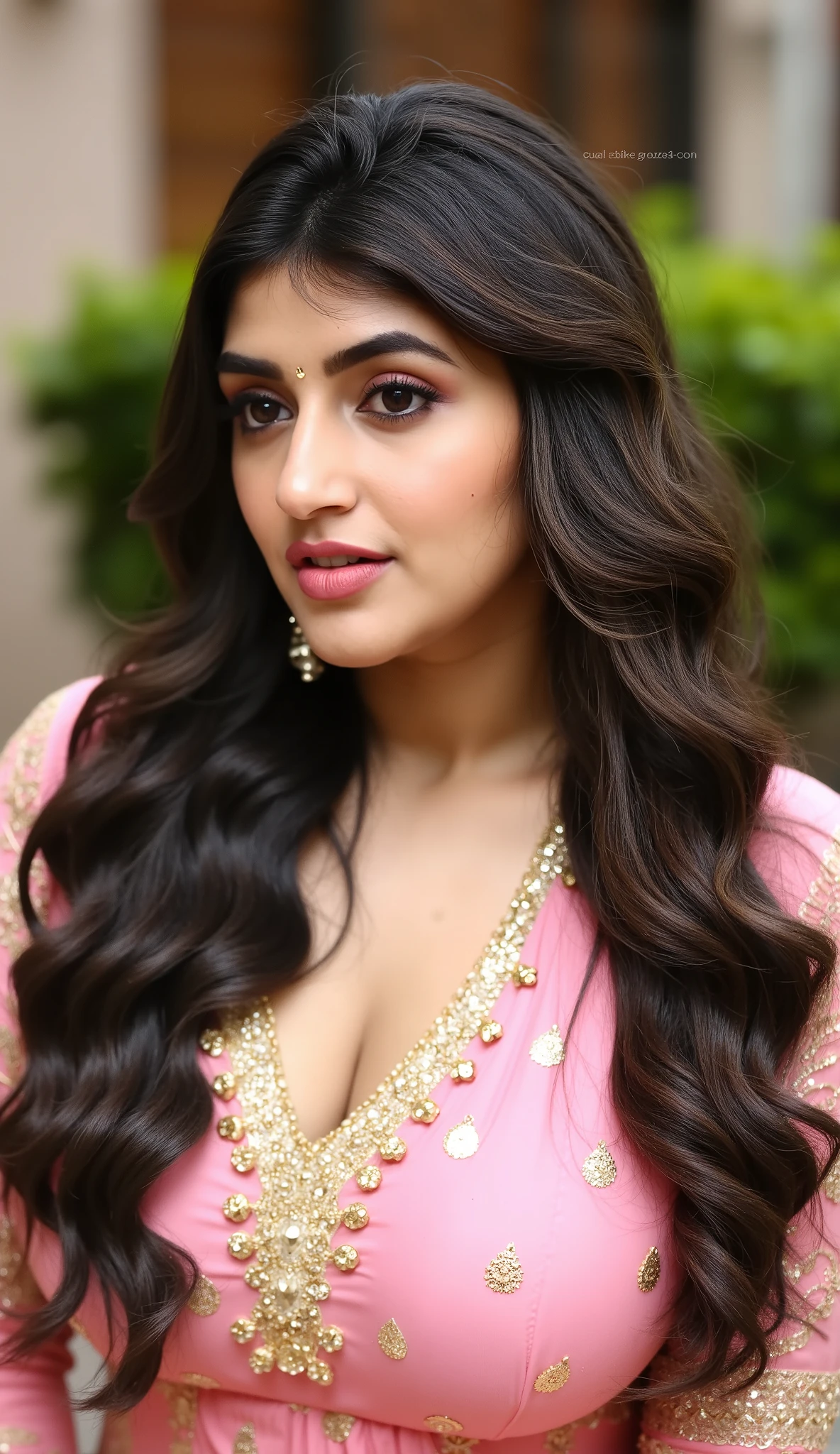  Beautiful cute wet tamanna bhatia, with thick thighs and a curvy waist,  wearing a beautiful Indian dress, ((low waist)), ((wet silky hair)), ((wet hair)), ((loose wet hair)), (( beautiful Indian dress)) , bindi on forehead, highly detailed, depth of field, cinematic lighting, intricate, ((26yo, gorgeous face, model, makeup)), gorgeous Indian woman in outdoor wearing  blouse, milf, dusky skin, makeup, curvy, tall, hourglass figure, seductive , ((looking at viewer)), jewelry, black hair, ((MILF)), ((big breast:1.2)), ((wide hips:1.2)), full figured, seductive, photorealism, hyper realistic,((wearing bottom half  saree)), full face Blush, ((seductive face)) , ((nipple visible)) , ((nudity)), raining