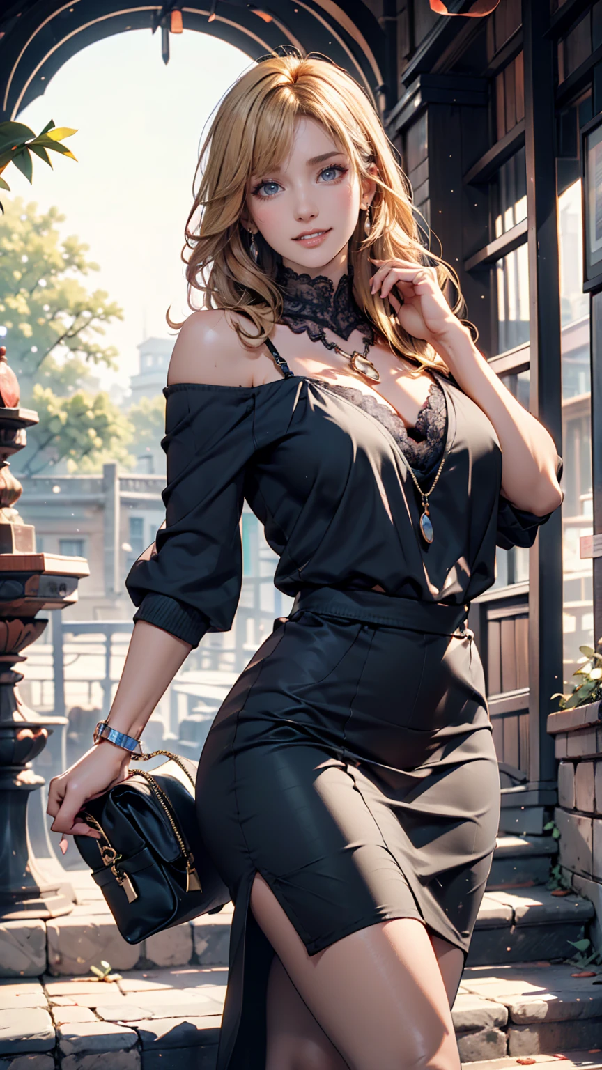 ((Highest quality, Tabletop, Ultra-high resolution、The most complex and detailed depiction))、(Bright lighting:1.1)、(Beautiful woman:1.1)、(Very light wavy hair:1.5), 8k, masterpiece, RAW Photos, Highest quality, Realistic, extremely detailed CG unity 8k wallpaper, Written boundary depth, Cinematic Light, Lens flare, Ray Tracing, (Very beautiful face, Beautiful Lips, Beautiful Eyes), Exquisitely detailed face, ((Highly detailed skin)) One Girl, In the Dark, Deep Shadow, Cute Japanese Black Gal, 1 girl, (スリム slender fit-muscled body:1.3), ((View your audience)),(Big smile:1.3), Photorealistic perfect body、Ultra HD、Ultra HD、Japanese、Baby Face、(Gal Fashion:1.3)、(Chain belt)、(Knee-high boots:1.3)、(Large Breasts:1.1)、(Cleavage:1.1)、Small waist、(Parted bangs)、(Curly Hair:1.3)、(Blonde:1.3)、(Good lighting)、(Blurred Background)、(Grin)、Gal-style makeup、Gal-style earrings、Gal style bracelet、(Gal-style necklace、Double Necklace:1.3)、Busy Street、Sit with your legs apart、Sunburned skin:1.9,Long, slender legs:1.8,Calves are thin and long:1.8,Thin ankles:1.8,Thick thighs,