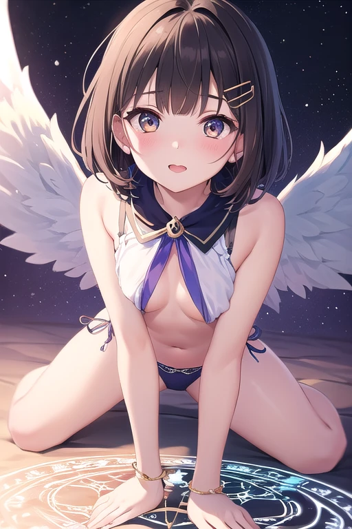 Japanese 15 year old angel naked１masturbating with someone、sky above the clouds、She's looking at us..、はみ出るI can see pubic hair、I&#39;m shy、You can see pink nipples、everyone is naked、One is a slender woman with dark brown hair and a fluffy long bob.、small breasts、slender、A cup breasts、shaggy public hair. under hair. I can see pubic hair、There are big angel wings on his back.、R18 illustration、erotic manga、Erotic illustration、2D illustration、Japan anime、drawn by Japanese ilastrator、high resolution、4K quality、high quality、High resolution、5 million pixels、high detail、No correction、masturbation、