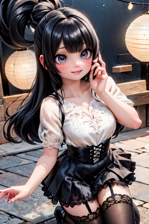 a cute bunny girl smiling, nylons, pumps