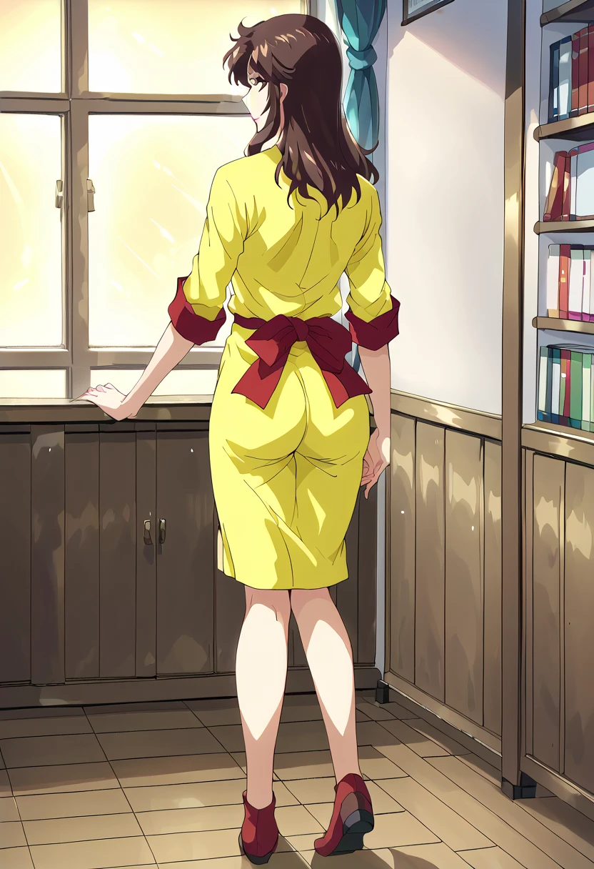 Highest quality, masterpiece, High Resolution, 1 girl, tohsaka rin, long hair, two side up, brown hair, blue eyes, hair ribbon, pooping, farting, Ass, hyper Ass, huge Ass, big ass, wide hip,