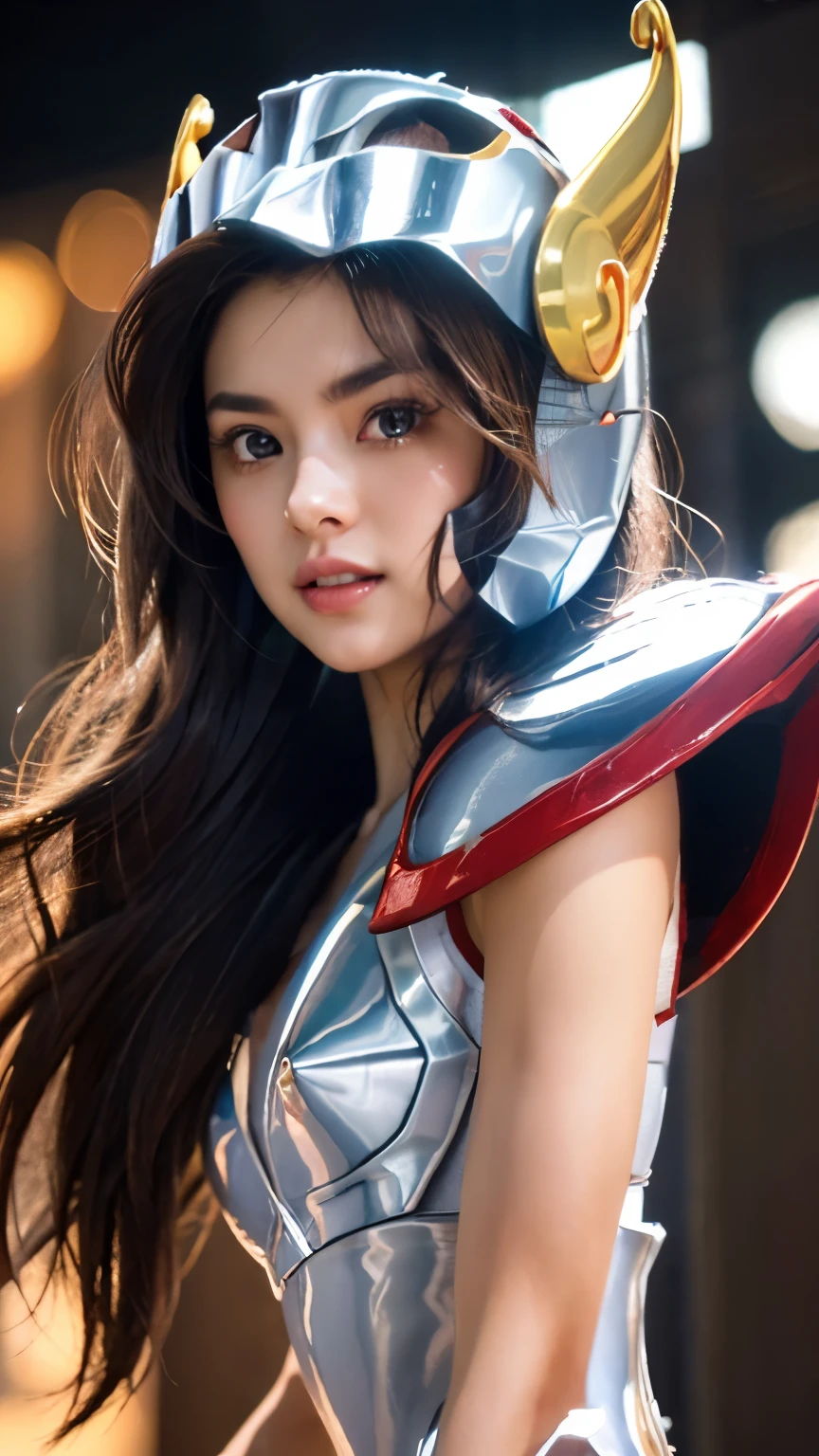 (masterpiece, best quality:1.4), 8k, highres, shiny skin, lips, super detailed skin, detailed beautiful face and eyes, bloom, spotlight, (body suit short), long hair, <lora:body_robot_v1:0.9>