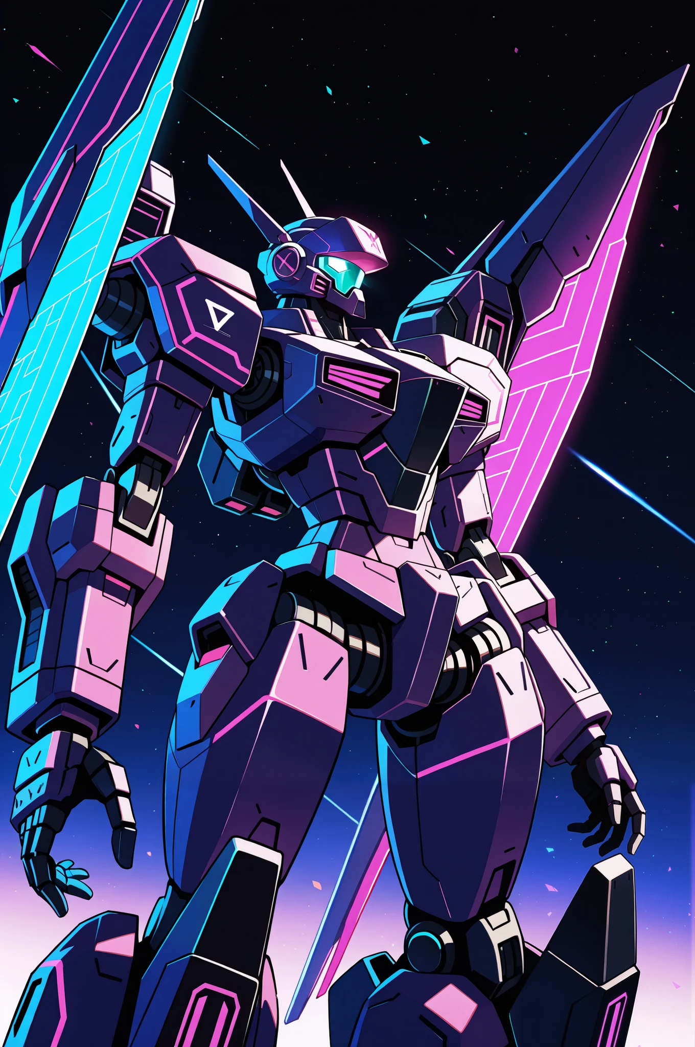 Cyber-punk style, bright neon mecha, bioluminescent, intricate details, ultra-high quality