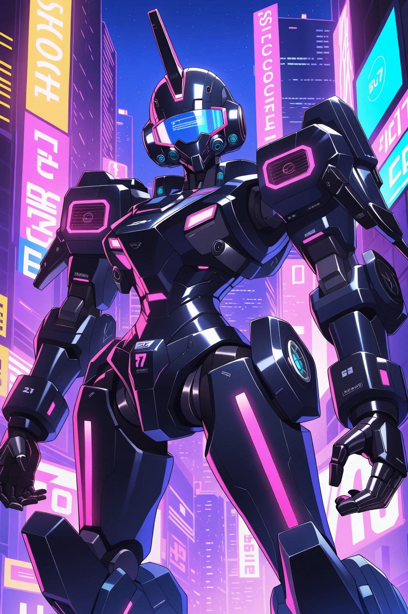 Cyber-punk style, bright neon mecha, bioluminescent, intricate details, ultra-high quality, cyber punk city

