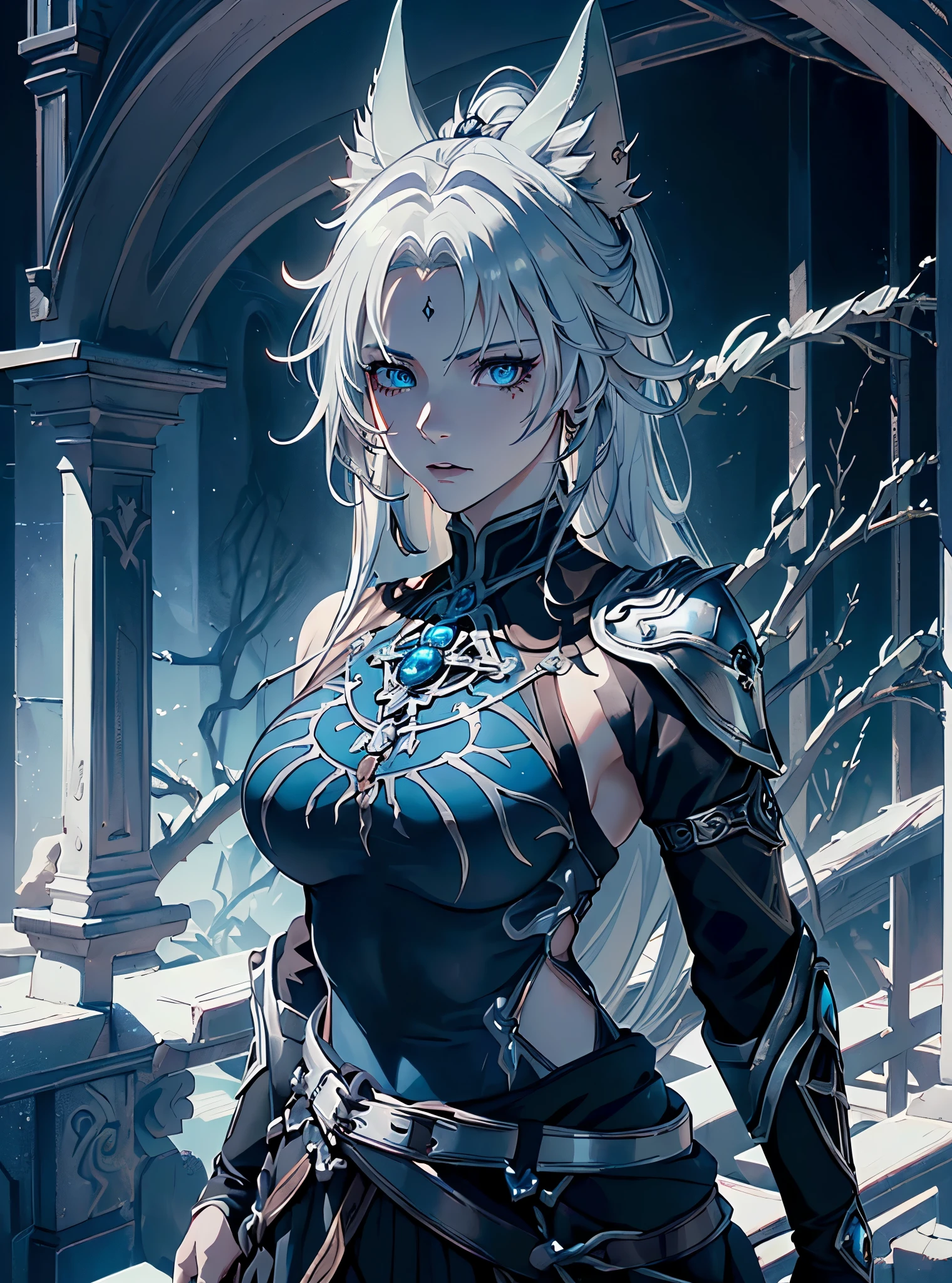 ((DARK FANTASY COLORING, DARK COLOR PALETTE, SORROW LIGHTING))
((masterpiece, best quality, uhd, detailed, detailed eyes)), (1girl, anime girl in the flower field),(mature), (solo), (female focus, blue  eyes girl, vicious), (white hair, long hair),[[BLUE EYES]], ((silver armor, silver breastplate, divine looks)), pale skin, close up, upper body.
